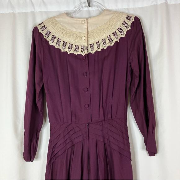 Kathie Lee Vintage Plum Samantha Lace Button Rayon Dress Womens 6 - Picture 3 of 7